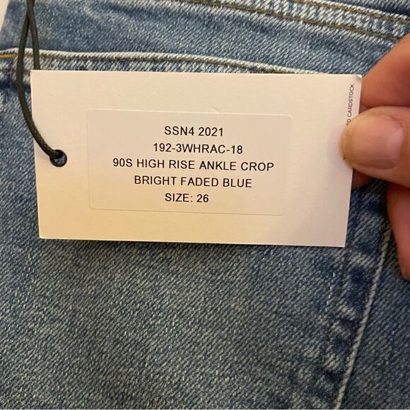 Re/Done NWT 90’s High Rise Button Fly Ankle Crop Jeans in Bright Faded Blue 26 - Picture 9 of 9